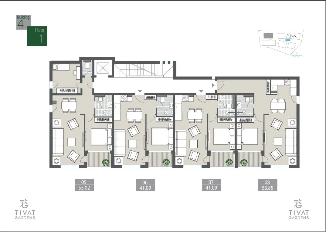 Prodaja, jednosoban stan, 58m², Boka Place, Tivat