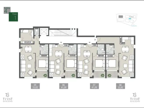 Sale, one bedroom apartment, 54m², Boka Place, Tivat - image 5