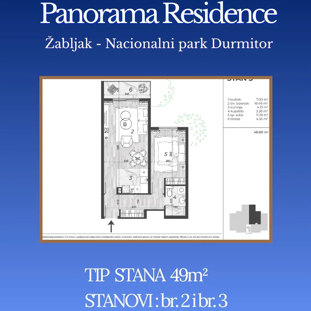 Prodaja, dvosoban stan, 48m², Centar, Žabljak