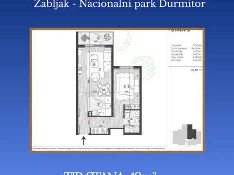 Sale, two bedroom apartment, 48m², Žabljak II, Žabljak - image 9