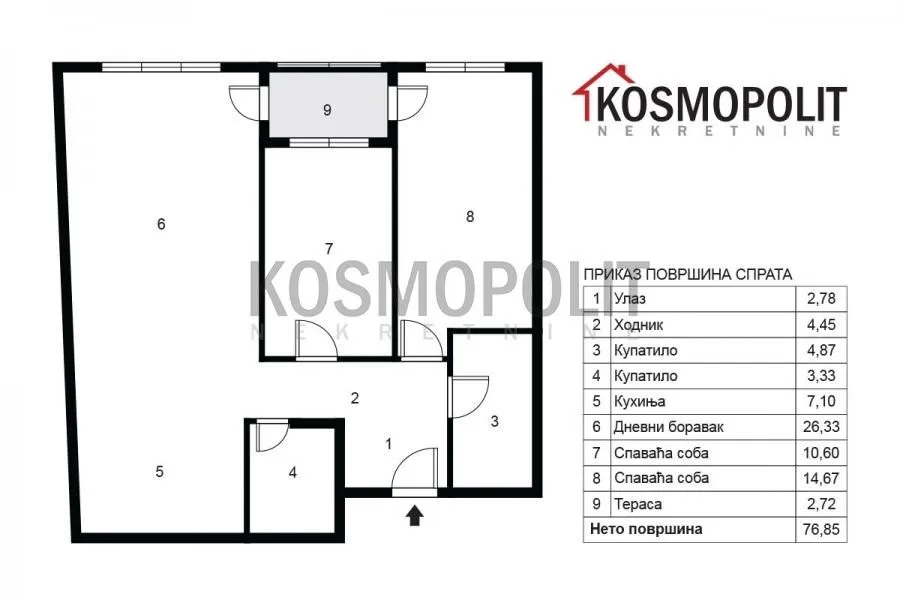 Prodaja, trosoban stan, 77m², Centar, Pančevo