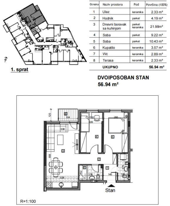 Prodaja, dvosoban stan, 57m², Bulevar patrijarha Pavla, Novi Sad Sve Podlokacije