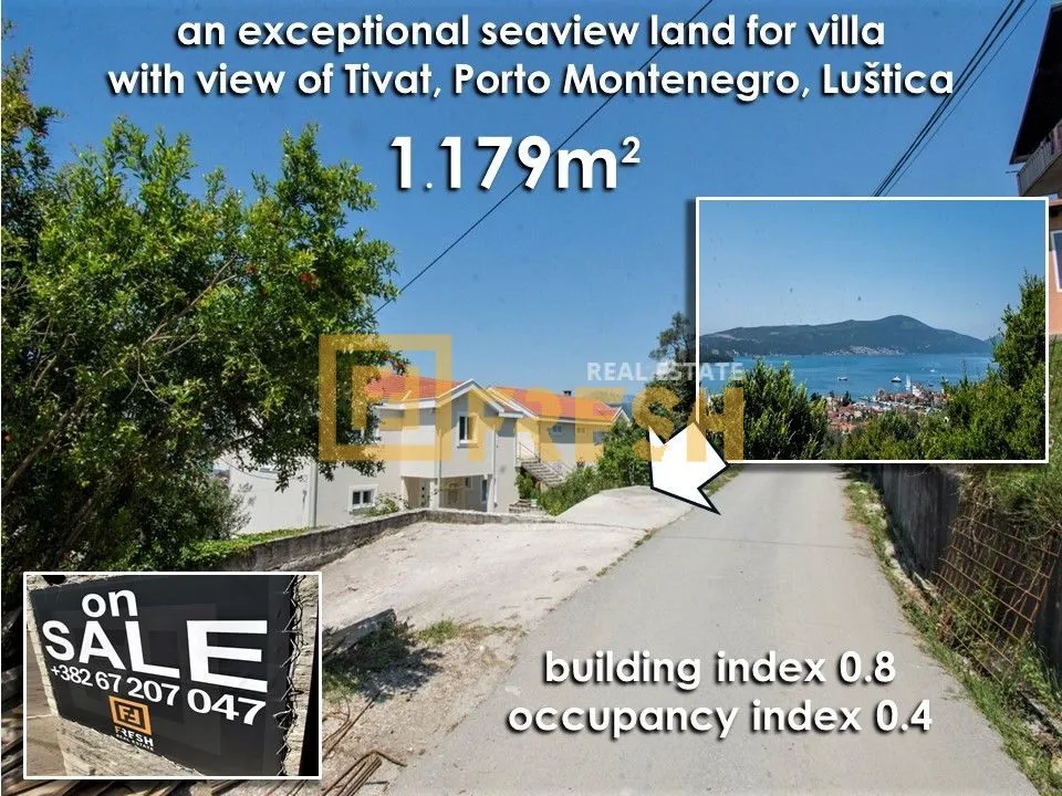 Prodaja, plac, 1179m², Tivat, Crna Gora