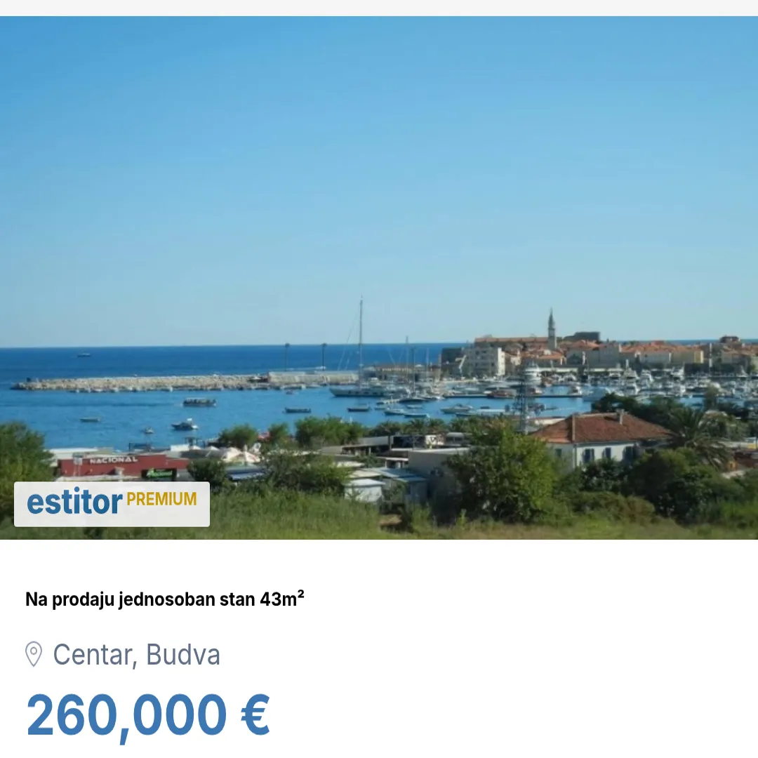 Prodaja, jednosoban stan, 43m², Centar, Budva