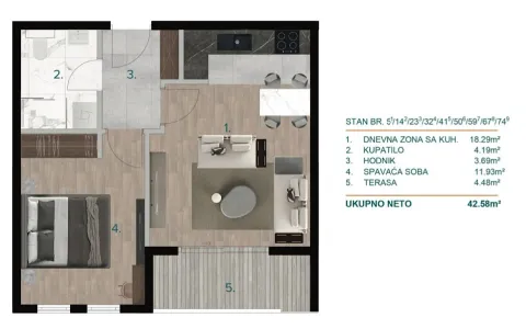 Prodaja, jednosoban stan, 42m², Bjeliši, Bar - image 6