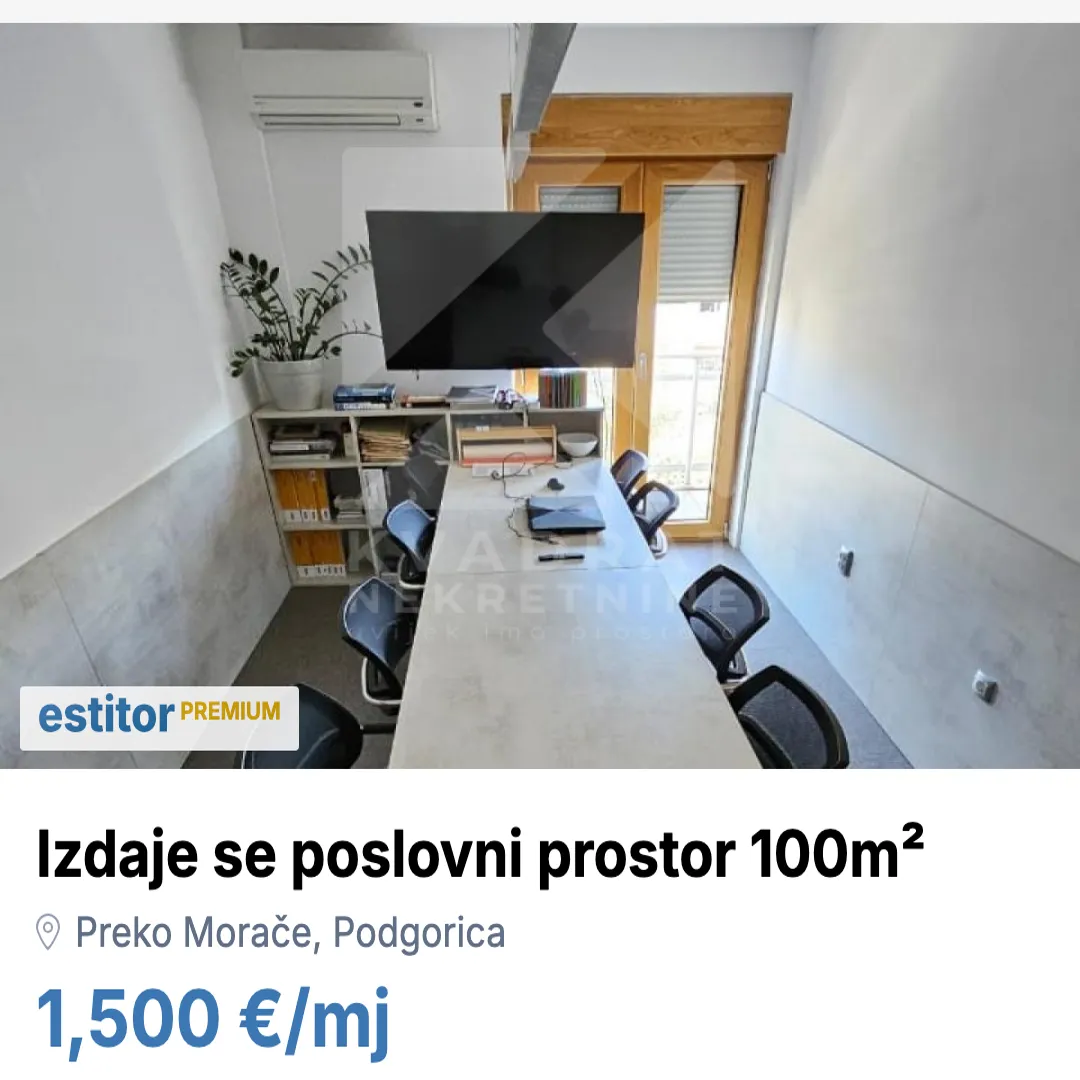 Izdavanje, poslovni prostor, 100m², Preko Morače, Podgorica
