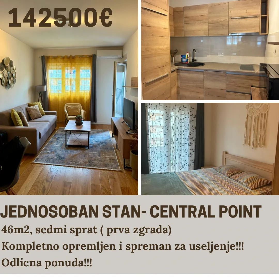 Prodaja, jednosoban stan, 46m², Central Point, Podgorica