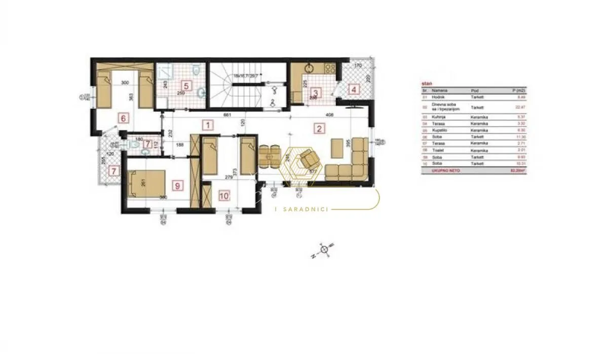 Sale, four bedroom apartment, 82m², Petrovaradin, Novi Sad
