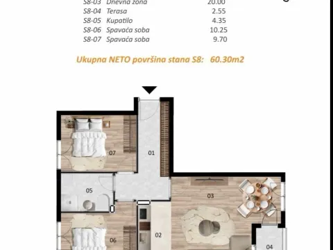 Prodaja, dvosoban stan, 60m², Zabjelo, Podgorica - image 5