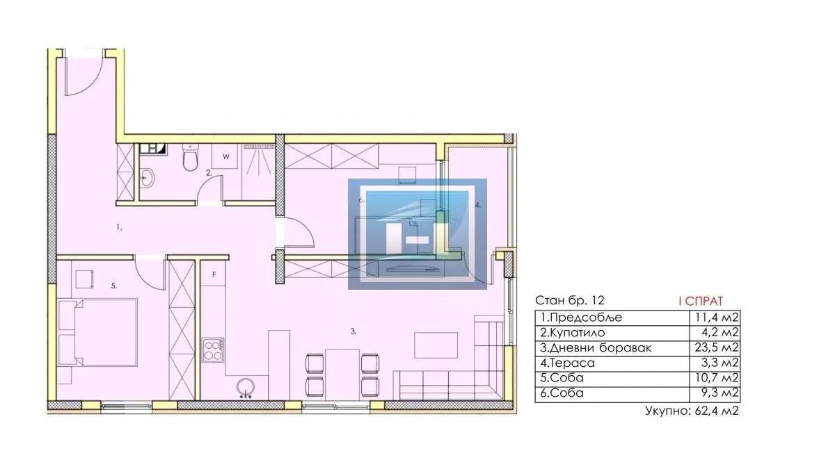 Prodaja, trosoban stan, 62m², Centar, Jagodina