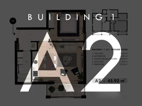 Sale, one bedroom apartment, 45m², Donja Lastva, Tivat