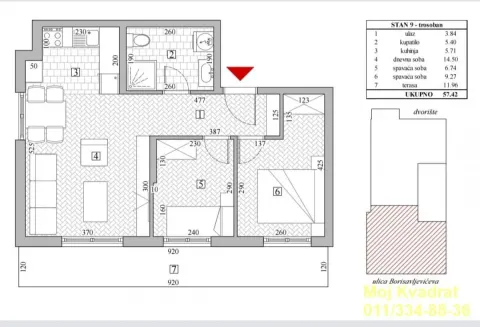 Arhitektonski plan stana sa rasporedom prostorija i dimenzijama. - image 12
