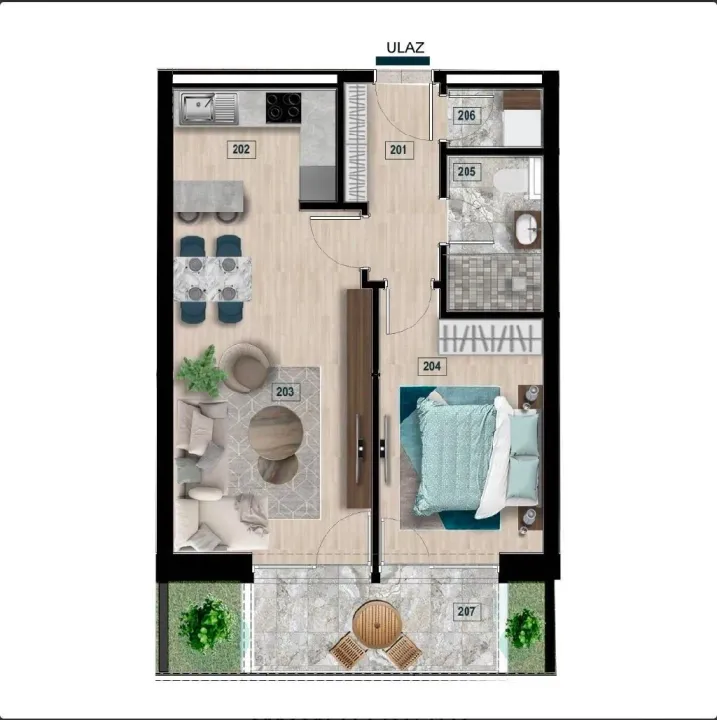 Rent, one bedroom apartment, 60m², Ilino, Bar