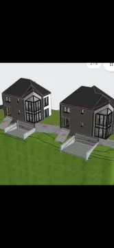 3D render dviju modernih kuća sa garažama. - image 2