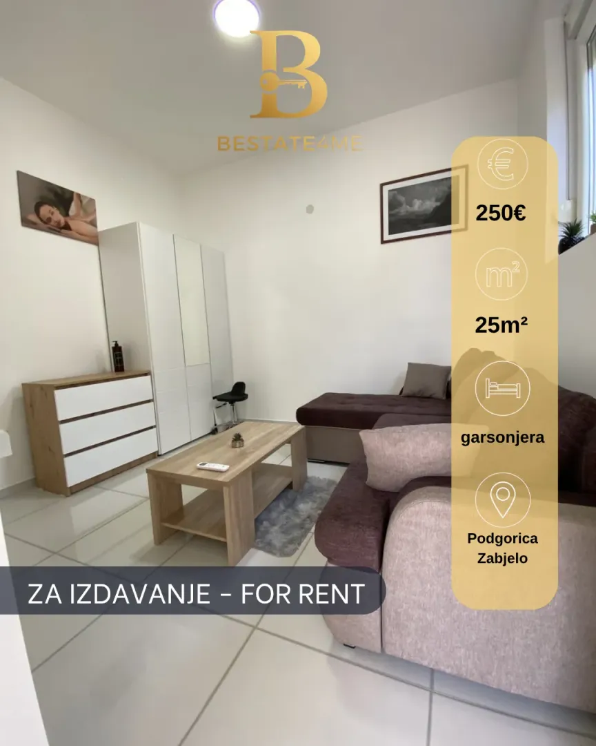 Rent, studio apartment, 25m², Zabjelo, Podgorica