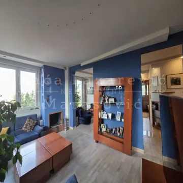 Dnevni boravak sa garniturom, kaminom i drvenim stočićem. - image 3