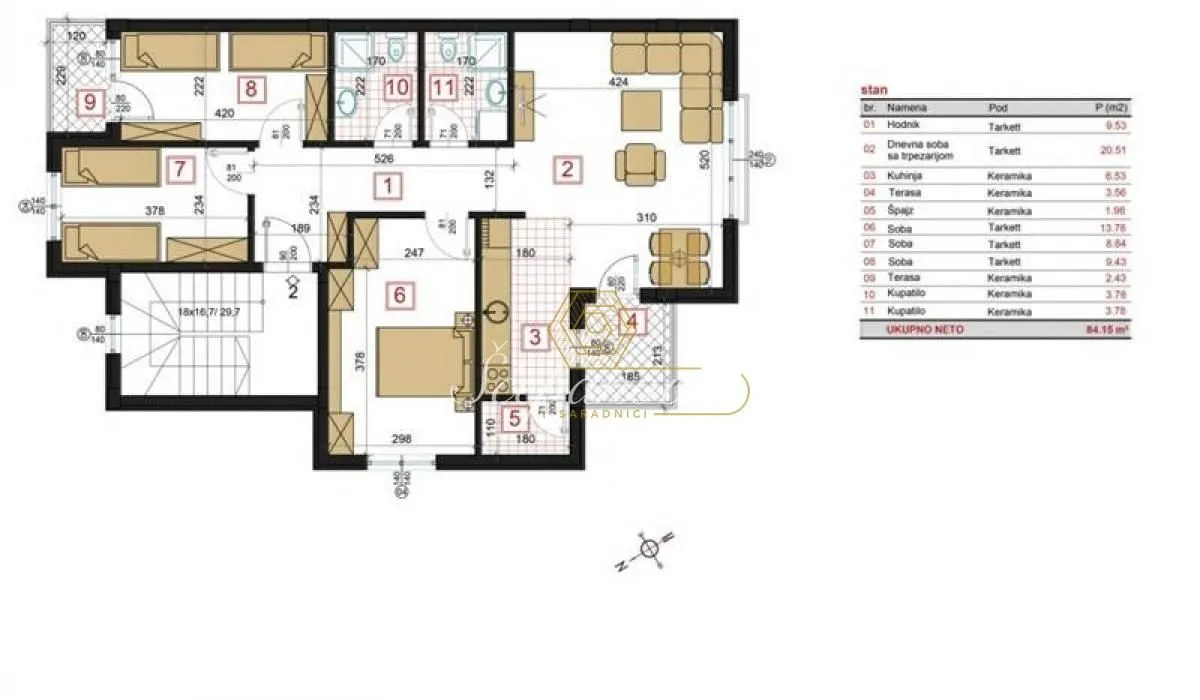 Sale, four bedroom apartment, 84m², Petrovaradin, Novi Sad