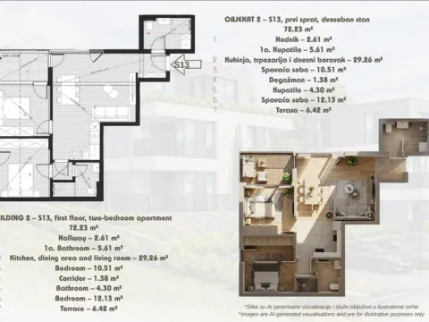 Sale, two bedroom apartment, 72m², Dobrota, Kotor - image 12