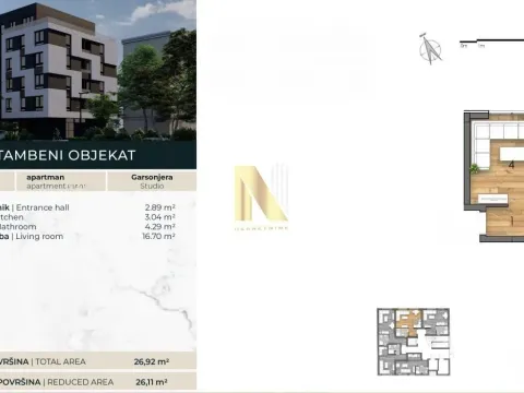 Prodaja, garsonjera, 26m², Detelinara, Novi Sad Sve Podlokacije