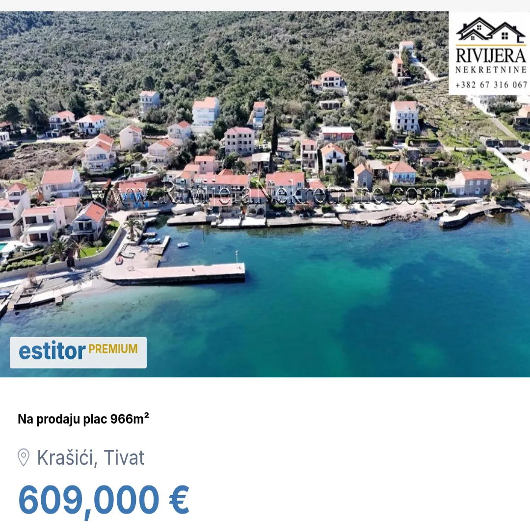 Prodaja, plac, 966m², Krašići, Tivat
