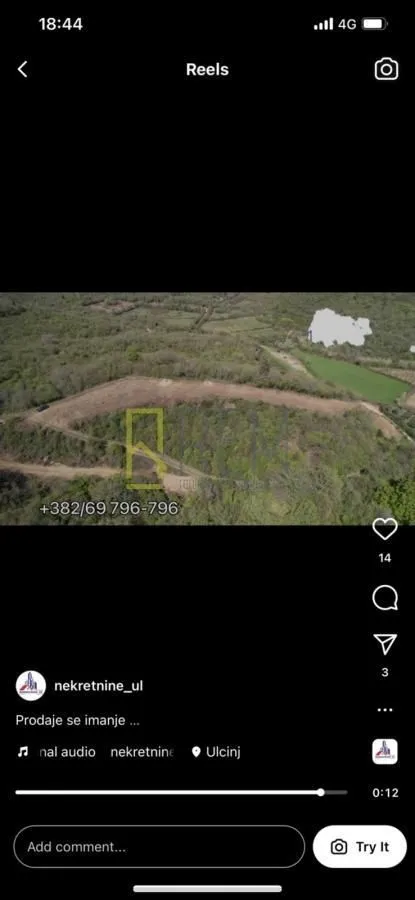 Prodaja, plac, 10700m², Kolomza, Ulcinj