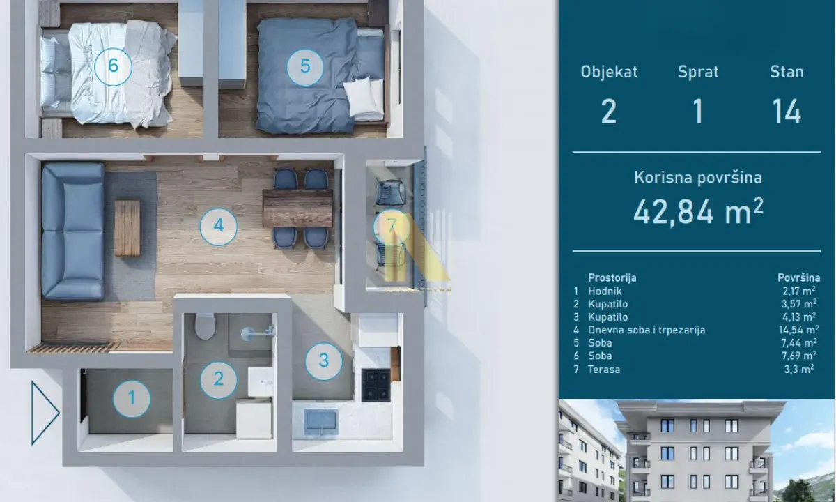 Sale, two bedroom apartment, 42m², Vrnjačka Banja, Srbija