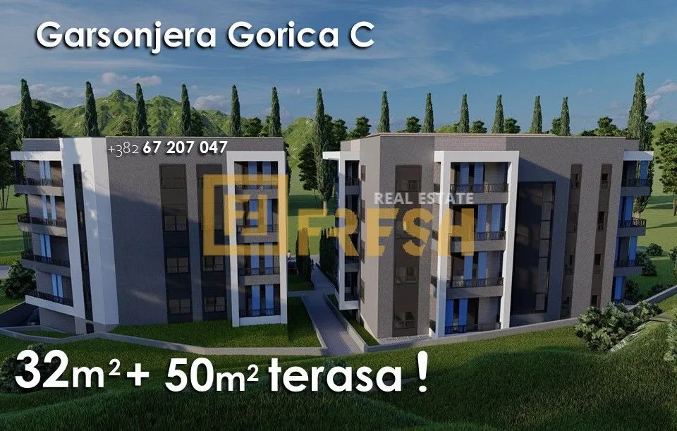 Prodaja, garsonjera, 32m², Gorica C, Podgorica