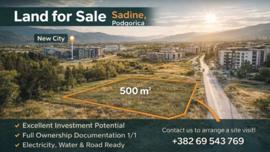 Prodaja, plac, 500m², Podgorica, Crna Gora