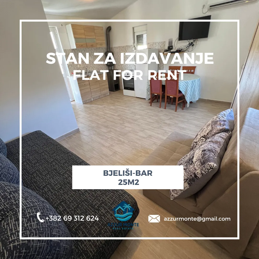 Rent, studio apartment, 25m², Bjeliši, Bar