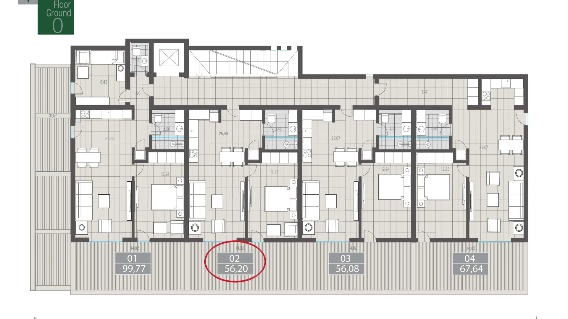Sale, one bedroom apartment, 56m², Centar, Tivat