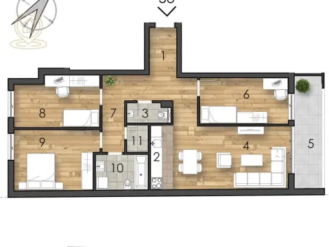 Rent, three bedroom apartment, 92m², Novi Sad, Srbija - image 9