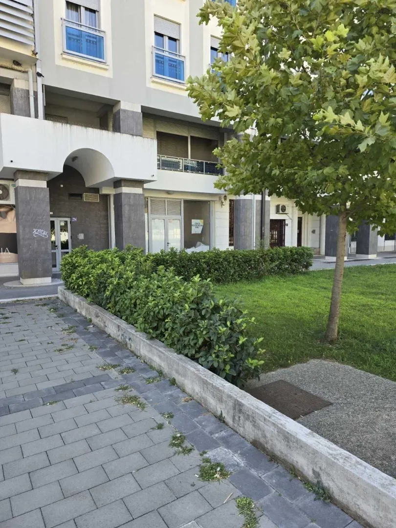 Exterior view of a residential building with a landscaped yard and greenery.