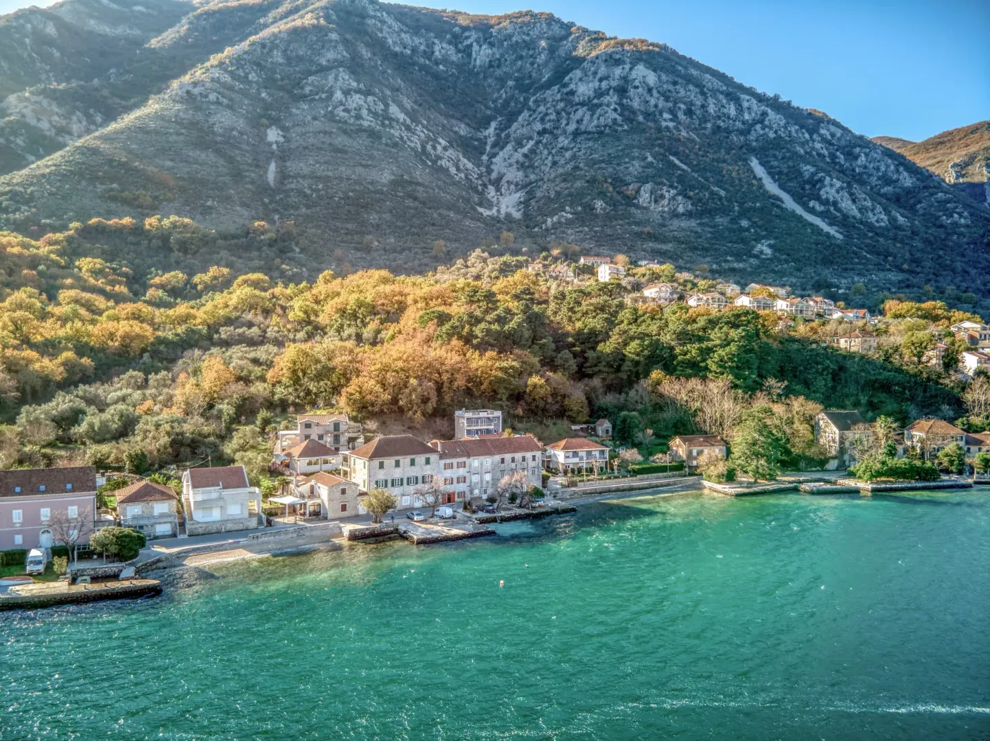 View from the property of the coastal settlement and mountain range.