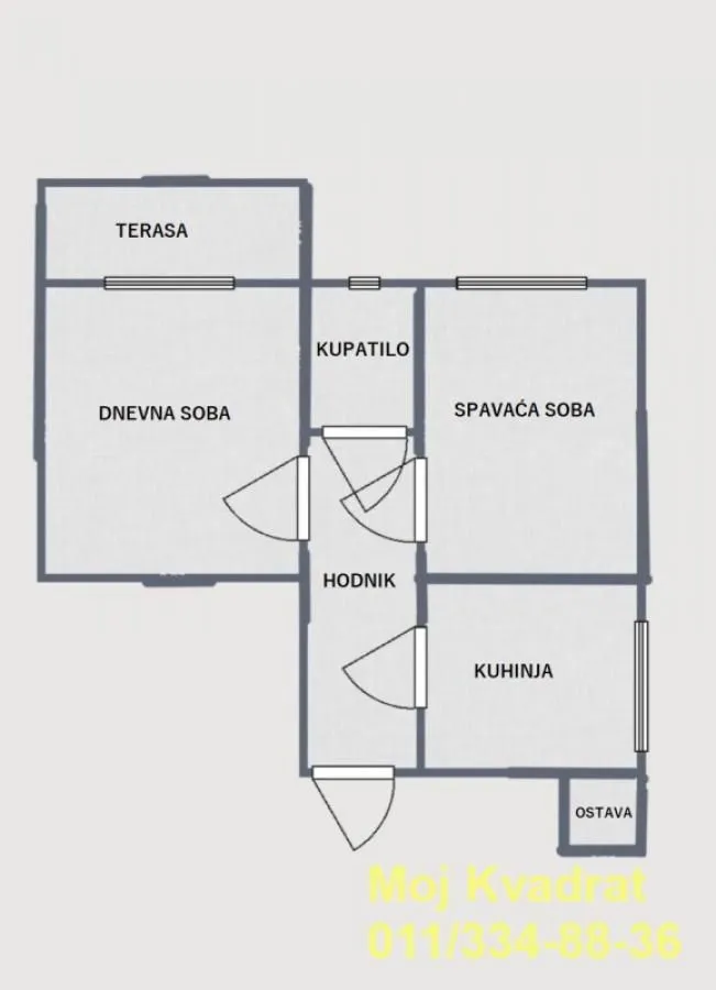 Sale, two bedroom apartment, 50m², Zvezdara Sve Podlokacije, Beograd