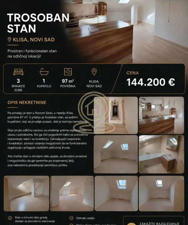 Sale, three bedroom apartment, 97m², Klisa, Novi Sad Sve Podlokacije