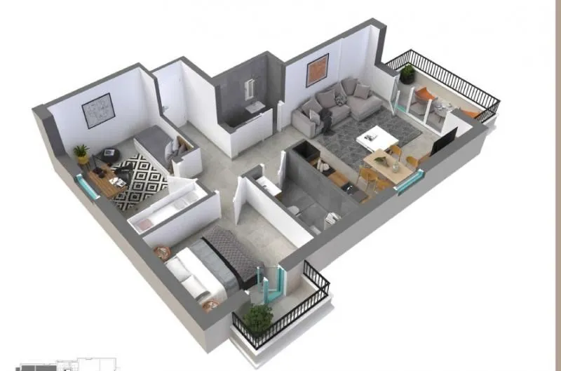 Sale, two bedroom apartment, 64m², Kotor, Crna Gora