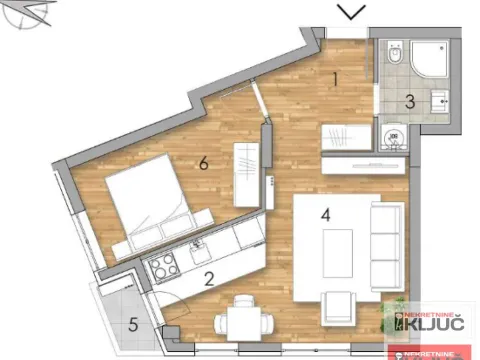 Sale, two bedroom apartment, 44m², Podbara, Novi Sad Sve Podlokacije