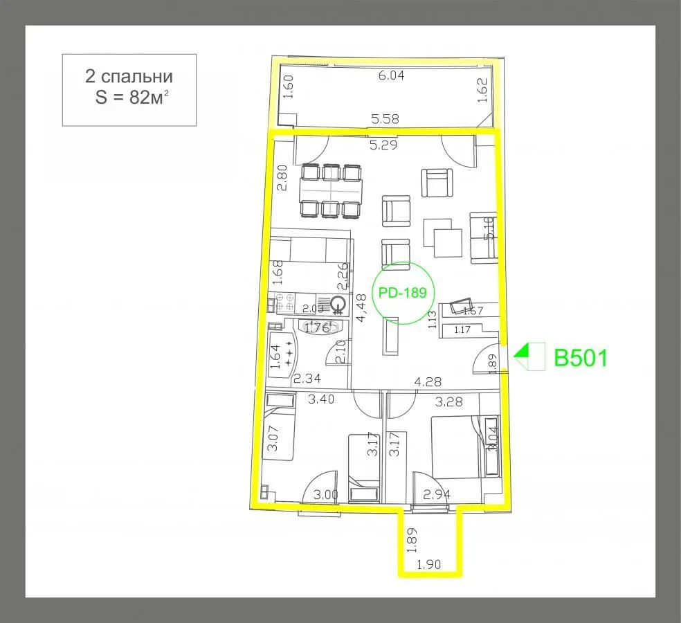 Sale, two bedroom apartment, 82m², Budva, Crna Gora