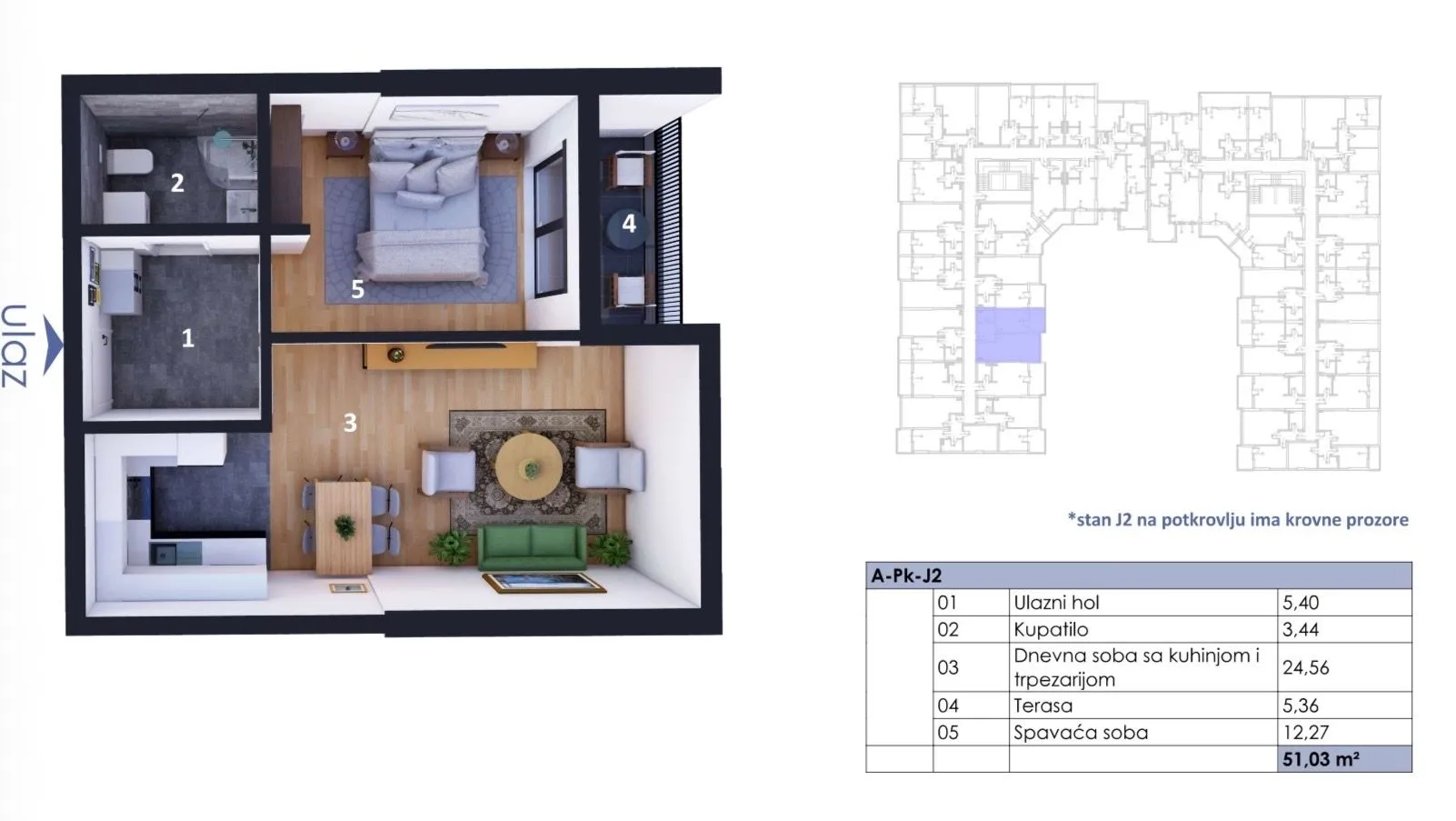 Sale, one bedroom apartment, 51m², Ljubović, Podgorica