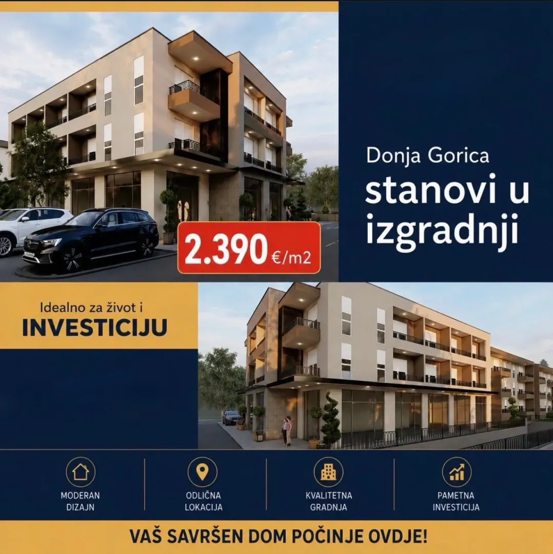 Spoljašnji prikaz stambene zgrade u izgradnji u Donjoj Gorici.