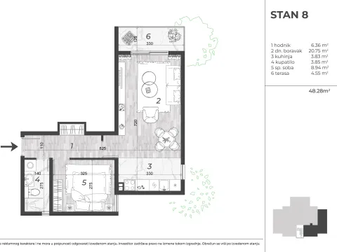 Sale, two bedroom apartment, 48m², Centar, Žabljak - image 4