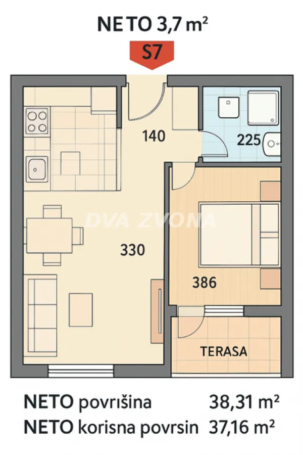 Prodaja, dvosoban stan, 38m², Telep, Novi Sad Sve Podlokacije