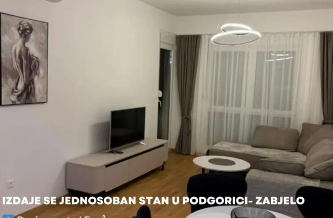 Izdavanje, jednosoban stan, 45m², Zabjelo, Podgorica