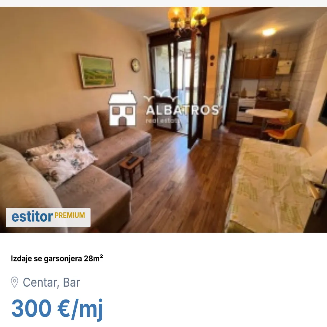 Izdavanje, stan, 28m², Centar, Bar