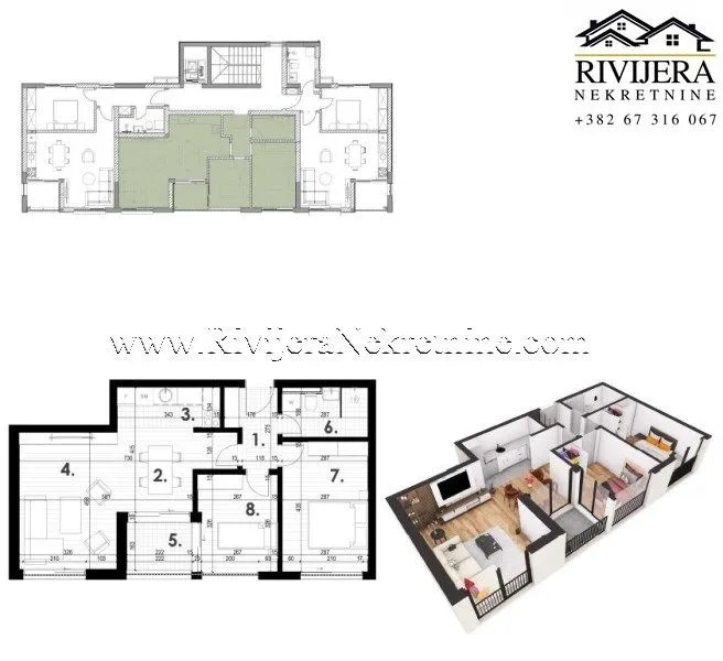 Prodaja, dvosoban stan, 64m², Kava, Tivat
