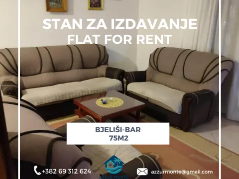 Rent, two bedroom apartment, 75m², Bjeliši, Bar - image 1