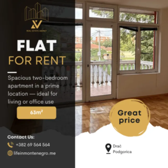 Rent, two bedroom apartment, 63m², Drac, Podgorica