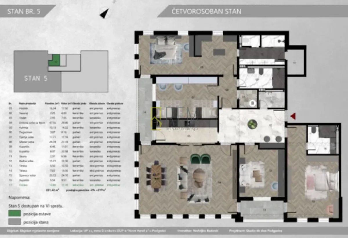 Prodaja, četvorosoban stan, 195m², Centar, Podgorica