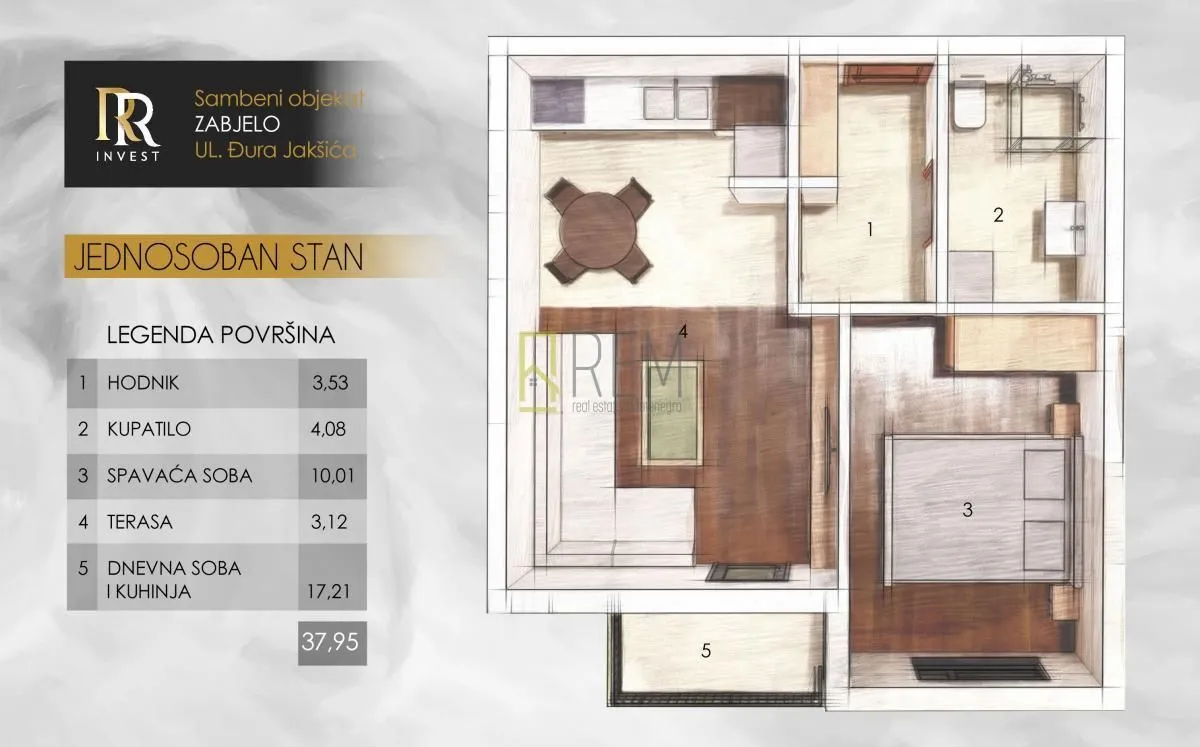 Prodaja, jednosoban stan, 35m², Zabjelo, Podgorica