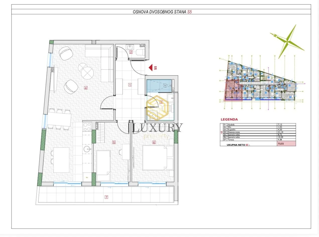 Prodaja, dvosoban stan, 73m², Zabjelo, Podgorica